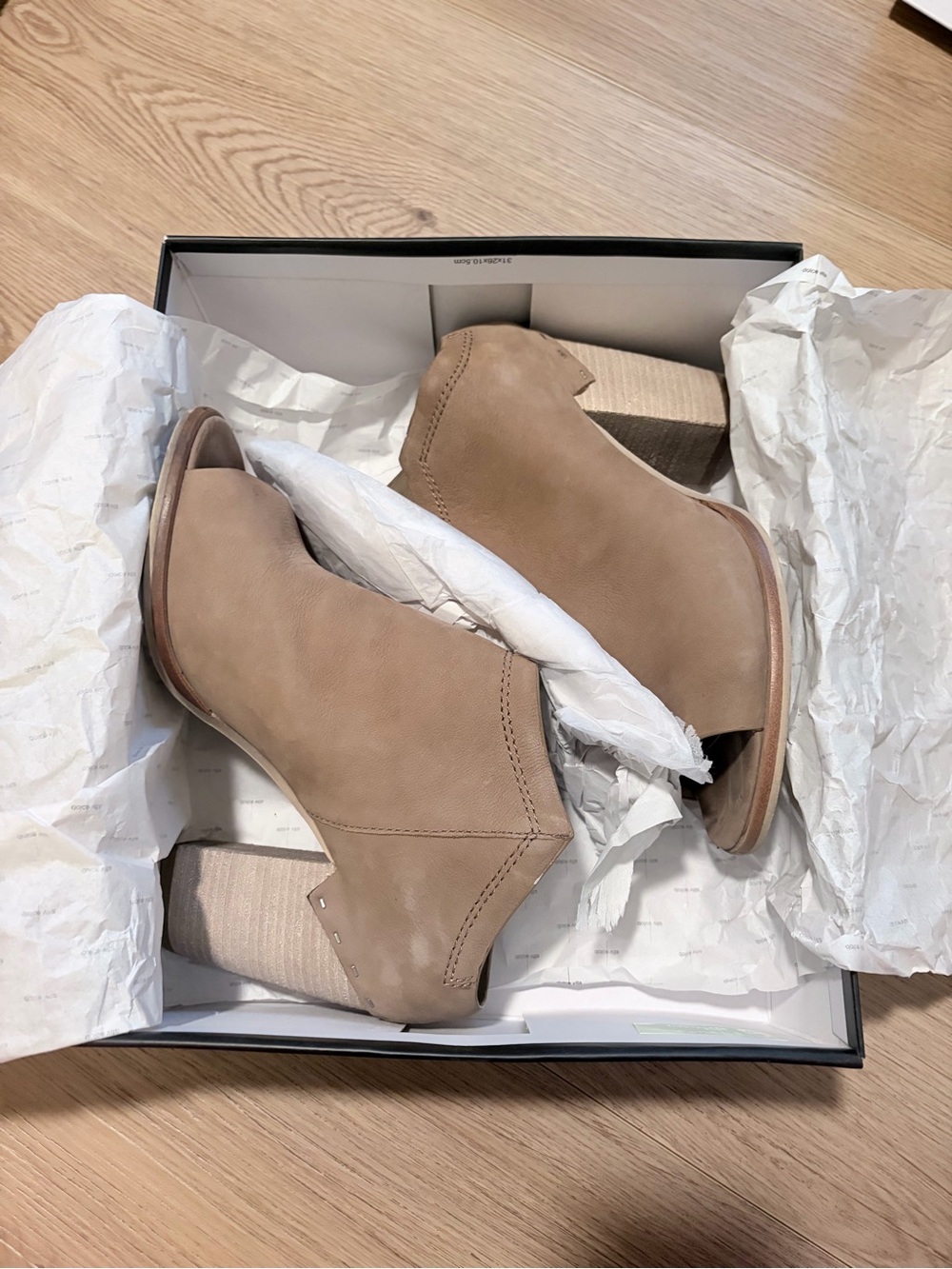 Dolce Vita Tan Almond Suede Peep-Toe Ankle Booties for Women “Kova Wedge Sandal”